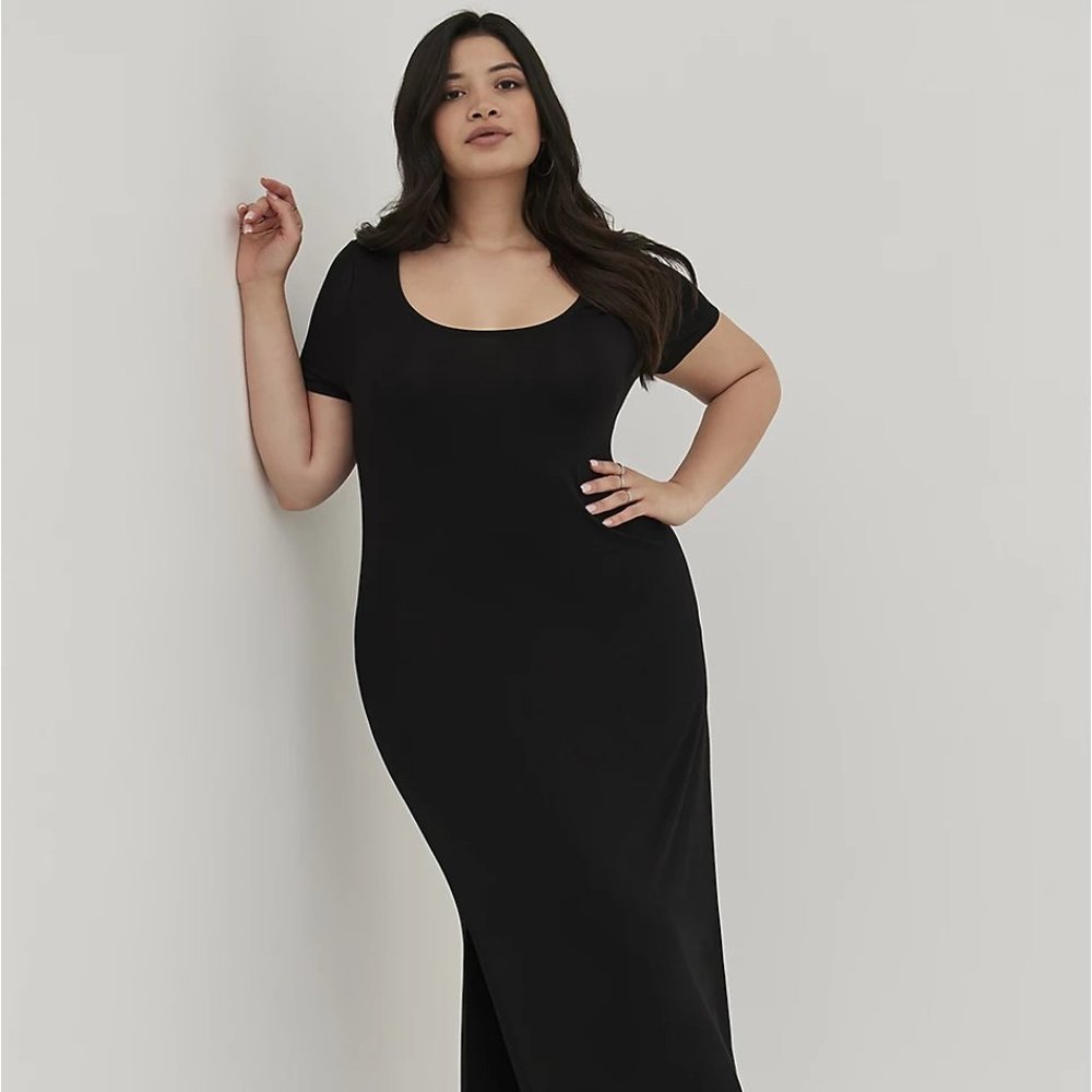 SIDE SLIT MAXI DRESS - SUPER SOFT BLACK SZ 1